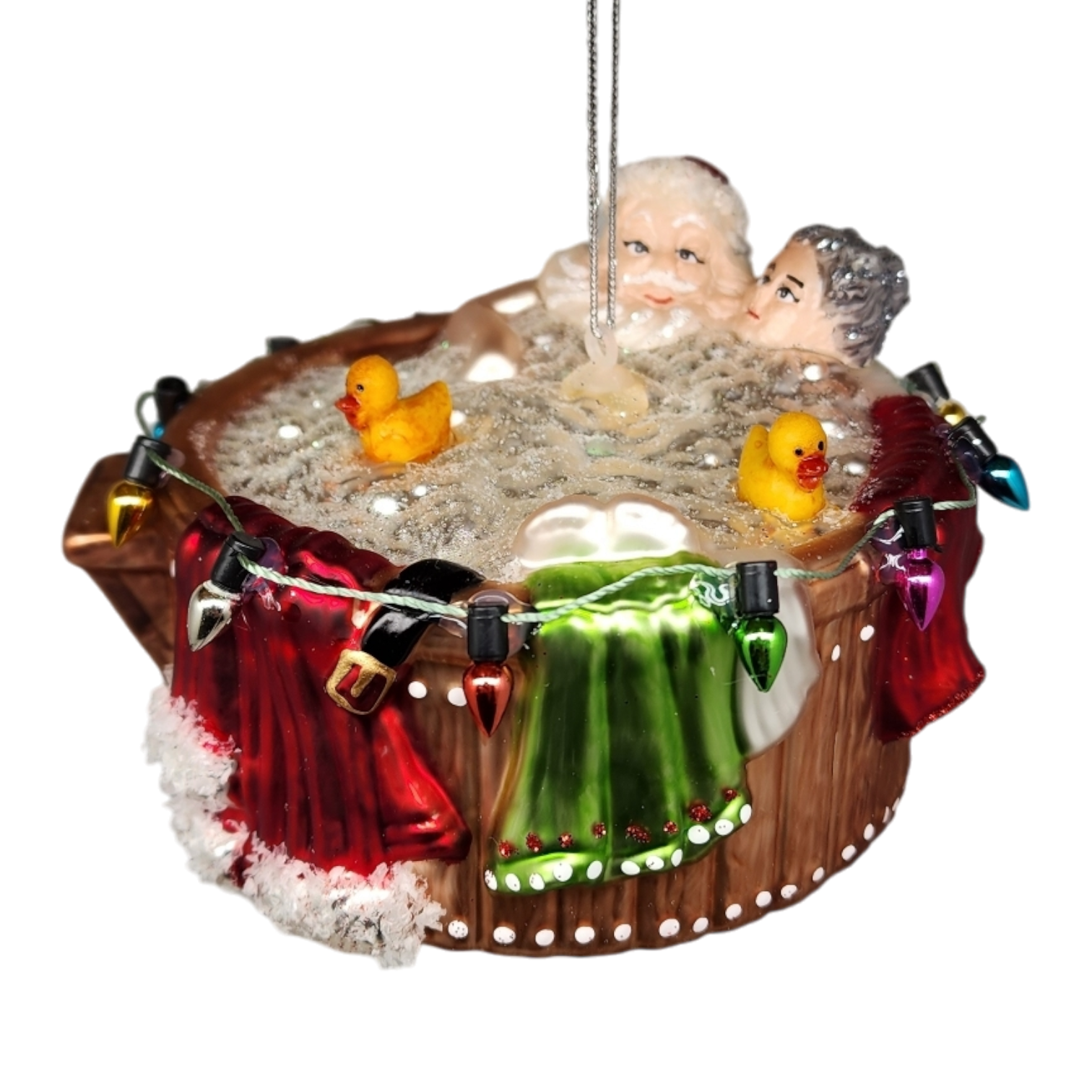 Santa and Mrs Claus in a Hot Tub Ornament
