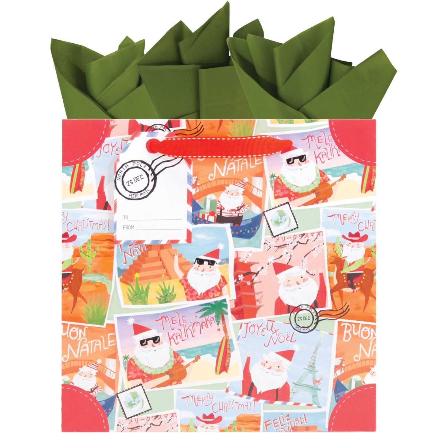 Santa's Vacation Medium Square Gift Bag