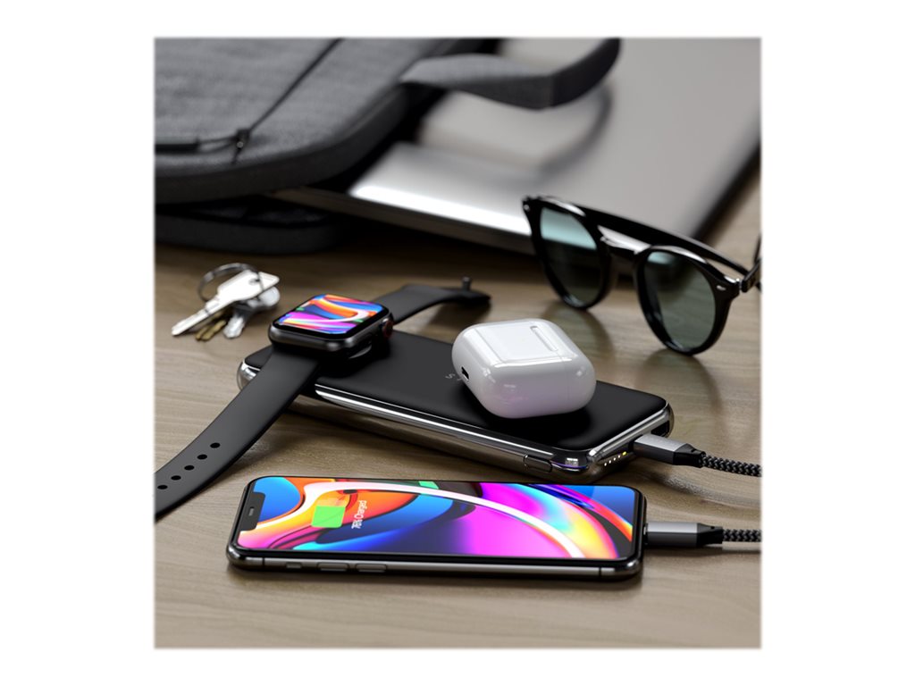Satechi Quatro - Wireless power bank - 10000 mAh - 18 Watt - 2 output connectors (USB, 24 pin USB-C) - for Apple AirPods (wireless ST-UC10WPBM