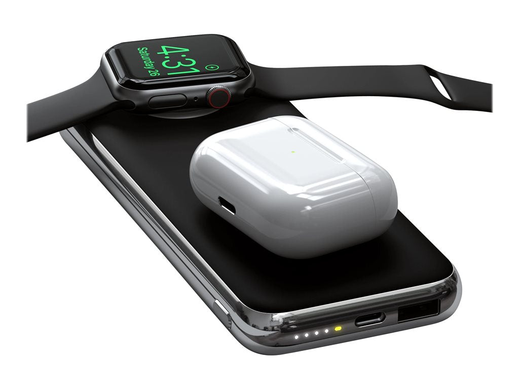 Satechi Quatro - Wireless power bank - 10000 mAh - 18 Watt - 2 output connectors (USB, 24 pin USB-C) - for Apple AirPods (wireless ST-UC10WPBM