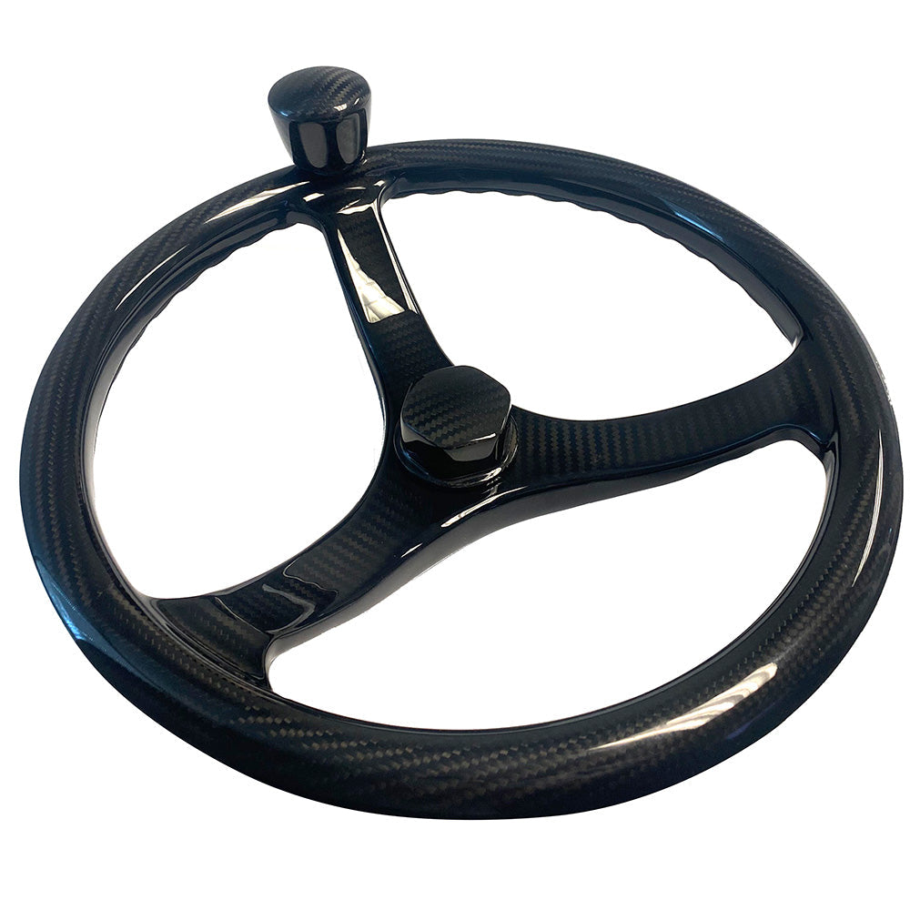 Schmitt Marine Carbon Fiber Primus Steering Wheel w/Santoprene Finger Grip - 13.5"