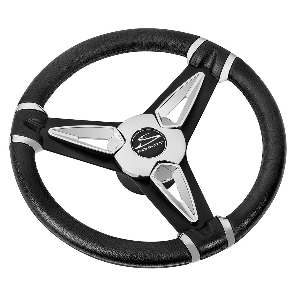 Schmitt Marine PU50 14" Wheel - Chrome Cap &amp; Spoke Inserts - Black Spokes - 3/4"