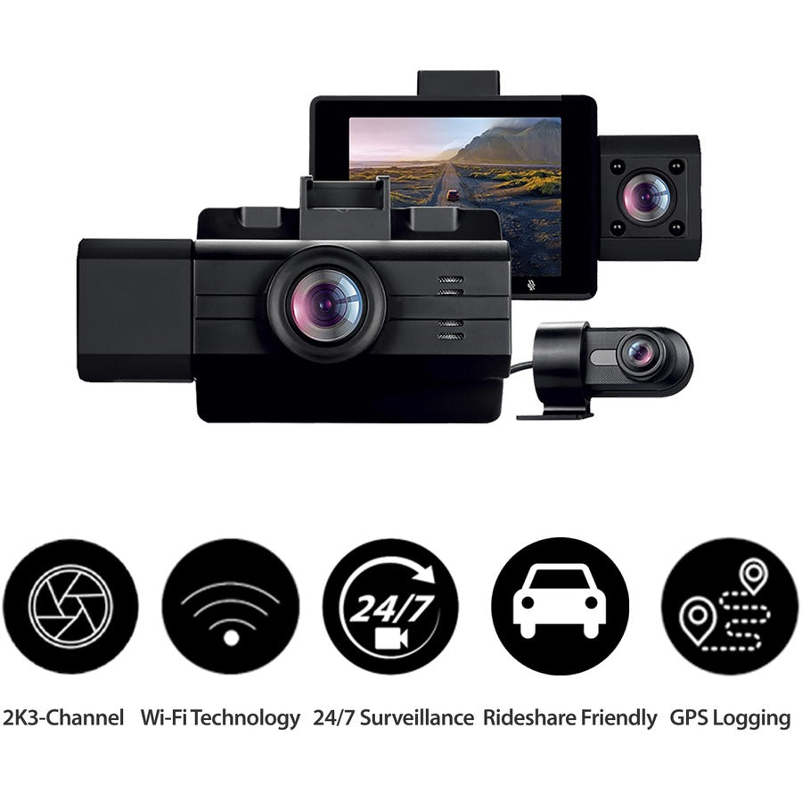 Scout Pro 3 Channel 2K+1080P+,1080P Dshcam W/Wifi App Obd2 G-Snsr
