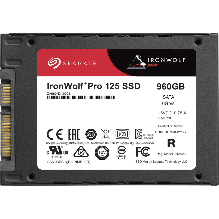 Seagate IronWolf Pro 125 ZA960NX10001 960 GB Solid State Drive - 2.5 Internal - SATA (SATA/600) - Conventional Magnetic Recording (CMR) Method"