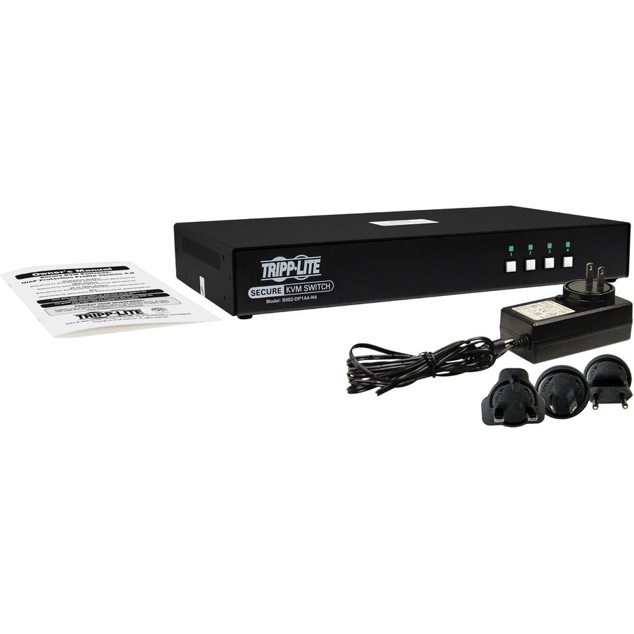 Secure DisplayPort KVM Switch - 4-Port 4K Government Grade Security | TecISoft B002-DP1A4-N4
