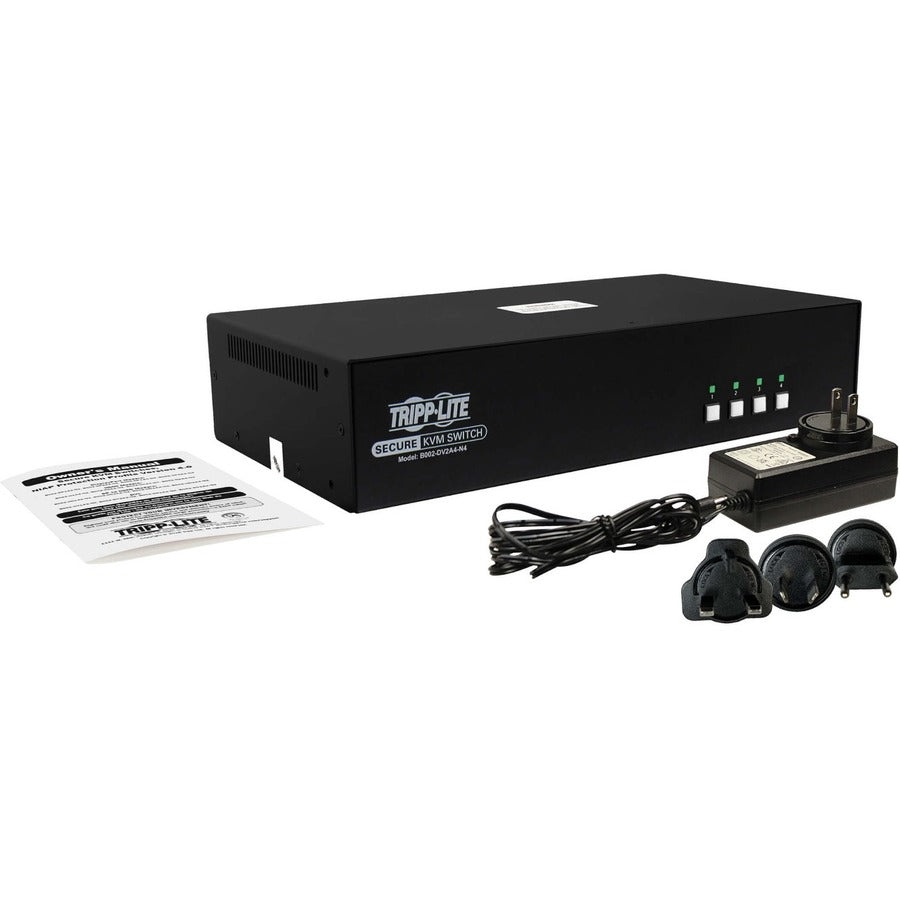 Secure KVM Switch - 4-Port Dual Head DVI NIAP PP4.0 Audio TAA | Government Security B002-DV2A4-N4