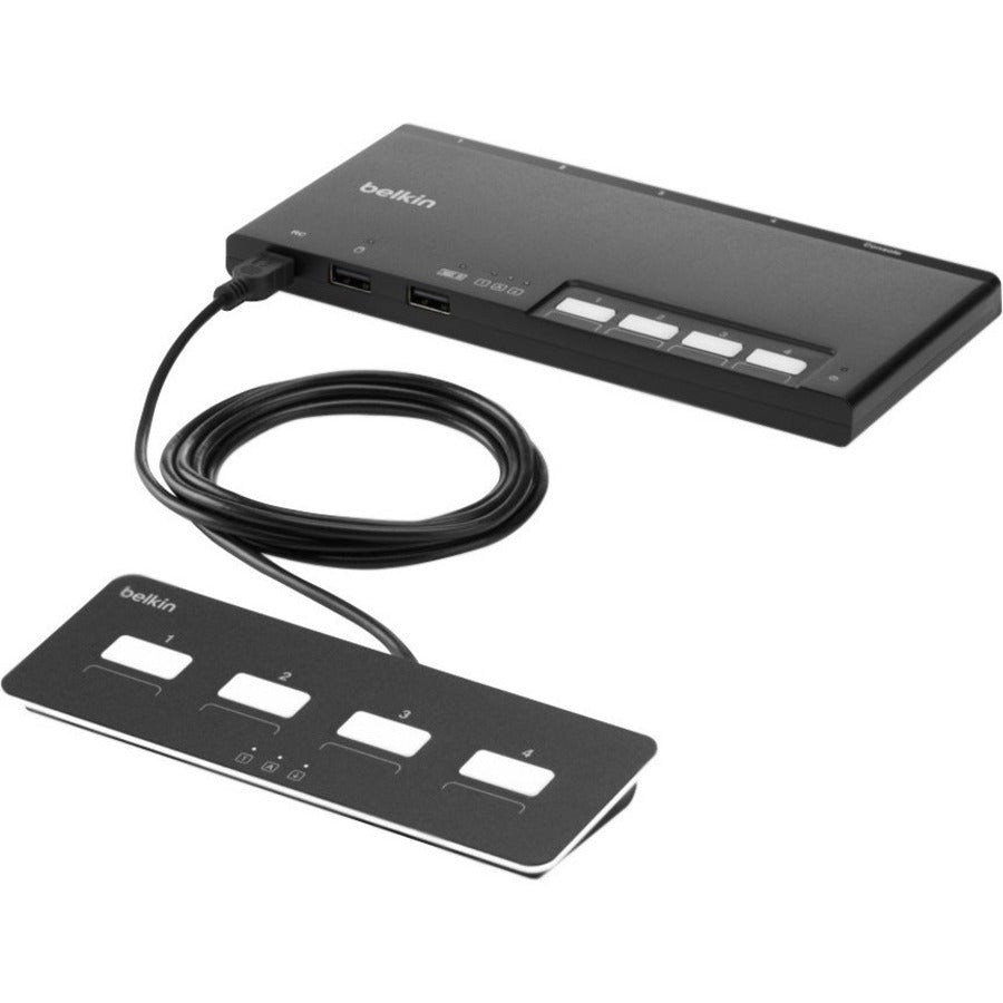 Secure KVM Switch - Belkin 4-Port DVI Modular with Remote | TecISoft F1DN104MOD-DD-4