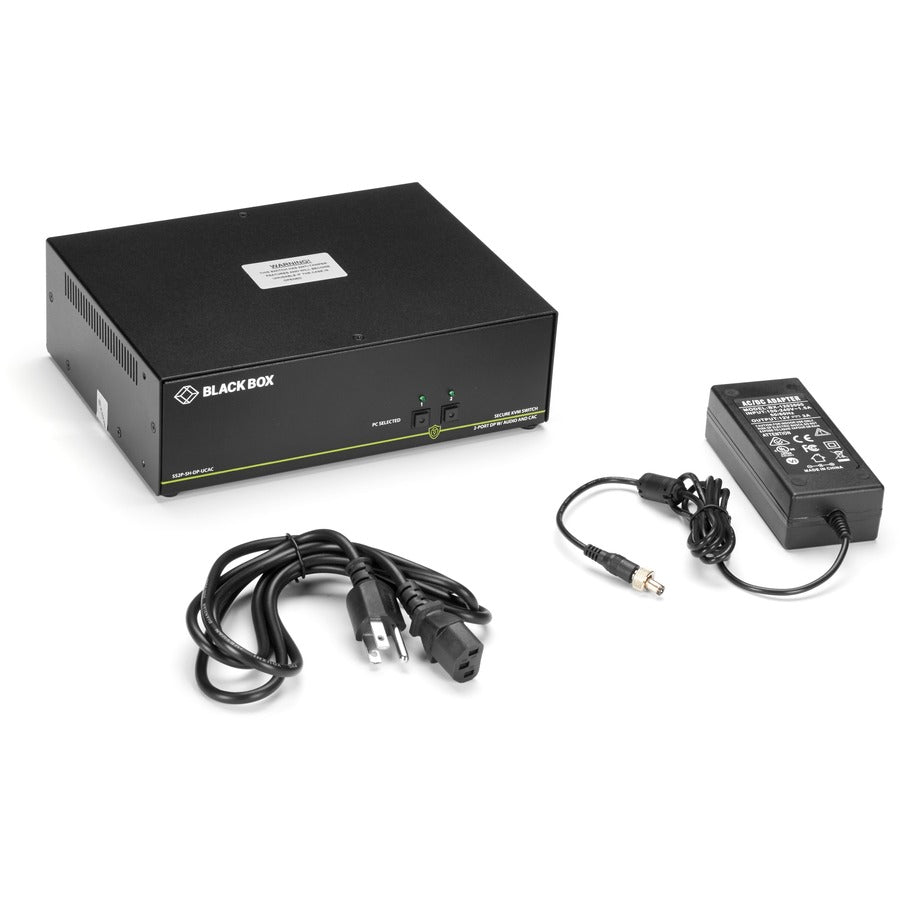 Secure KVM Switch - NIAP 3.0 DisplayPort 4K30 USB Audio CAC | Black Box SS2P-SH-DP-UCAC