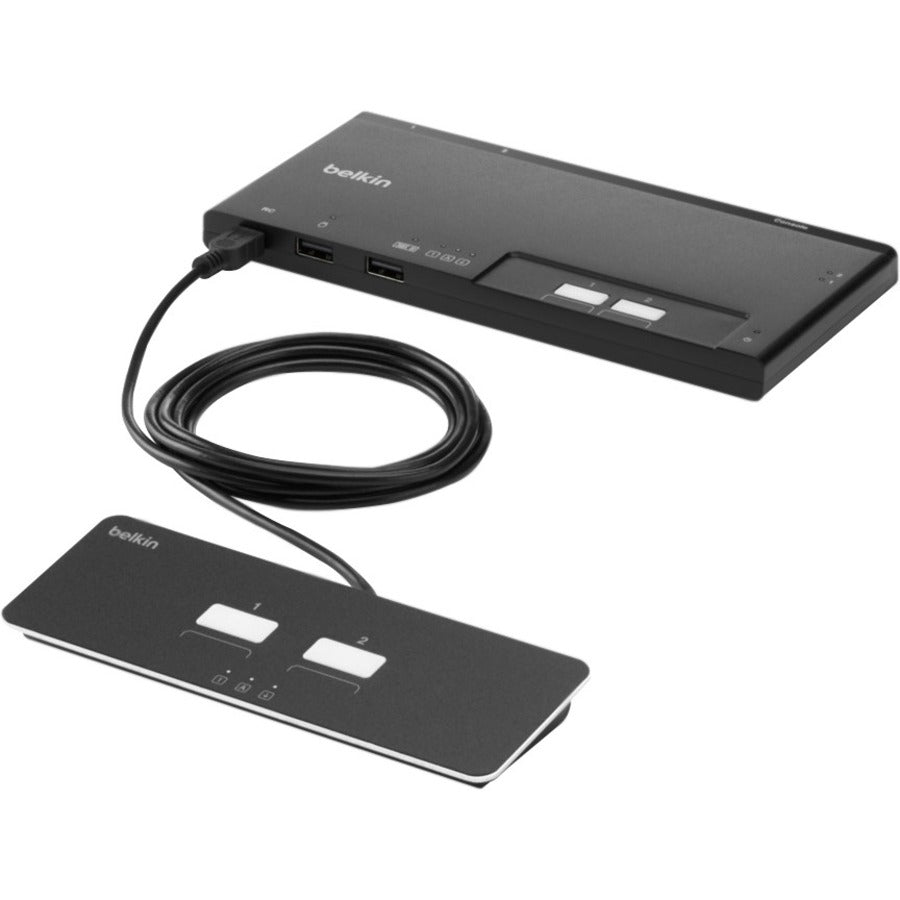 Secure KVM Switch NIAP PP 4.0 - 2-Port Modular Base Unit with Remote | Belkin F1DN102MOD-BA-4