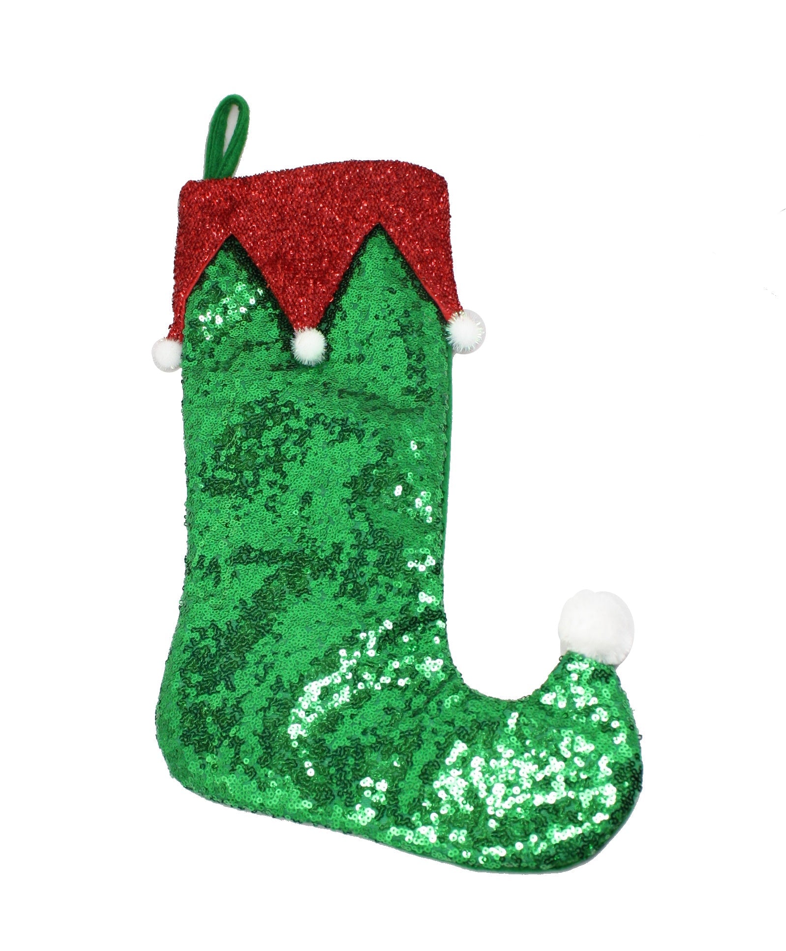 Sequin Jester Stocking - Green
