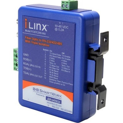 Serial to Fiber Converter - B+B SmartWorx BB-FOSTCDRI-INV RS-232/422/485 Industrial | Tecisoft