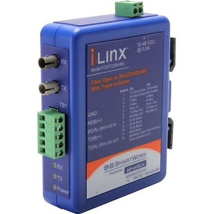 Serial to Fiber Converter - B+B SmartWorx BB-FOSTCDRI-INV RS-232/422/485 Industrial | Tecisoft