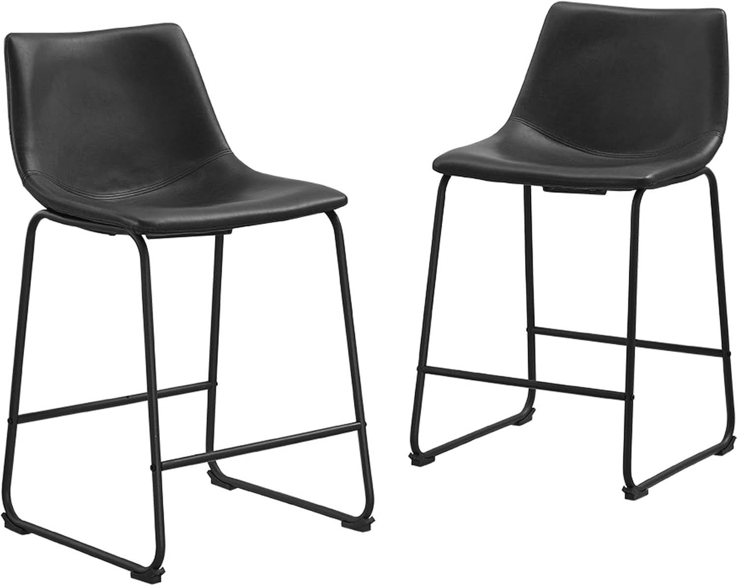 Set Of 2 Faux Leather Counter Height Stools For Kitchen