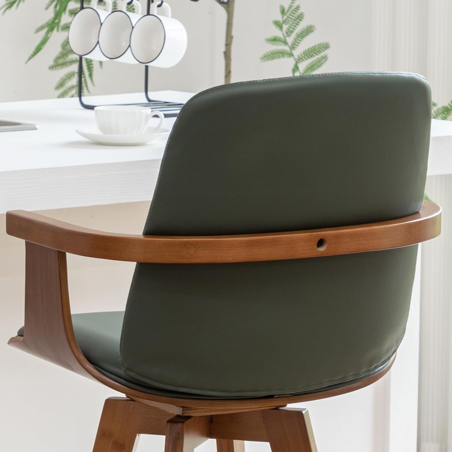 Set Of 2 Green Swivel Bar Height Stools For Kitchen Island