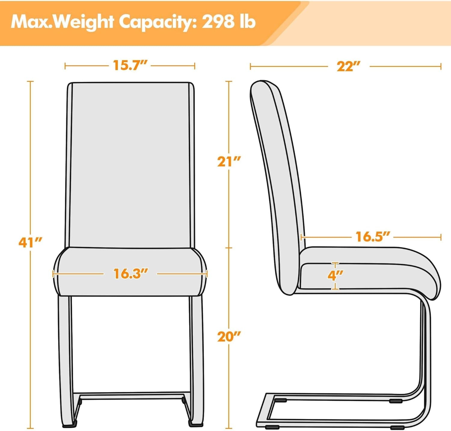 Set Of 2 Light Brown High Back Modern Dining Chairs