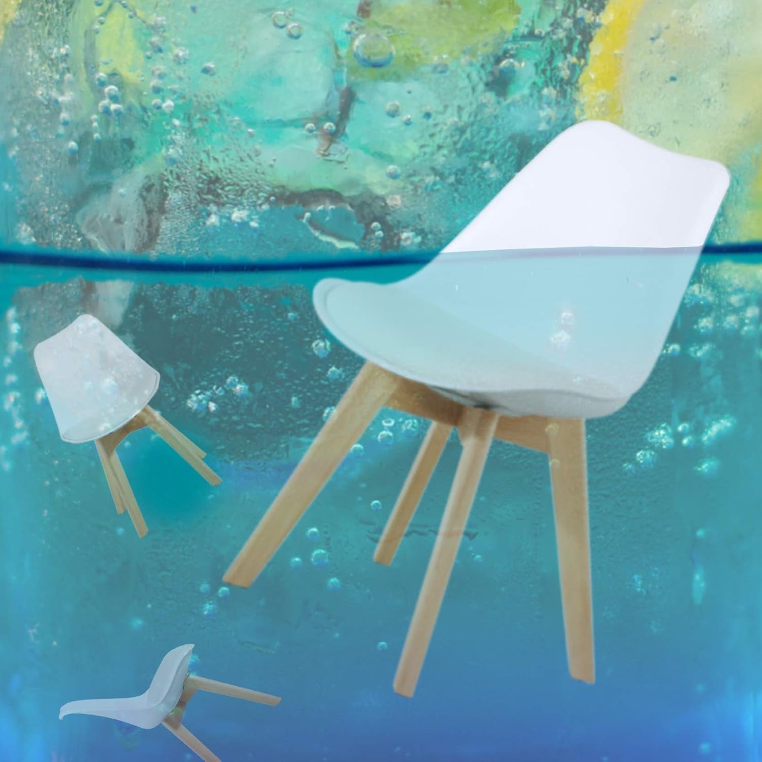 Set Of 2 Modern Shell Lounge Dining Chairs With White Shell And Wood Legs