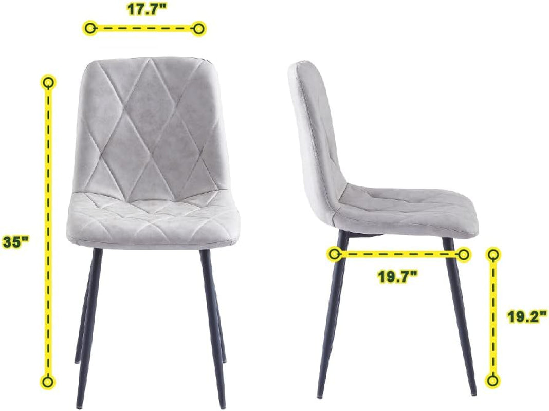 Set Of 4 Grey Metal Frame Dining Chairs For Kitchen And Dining Room