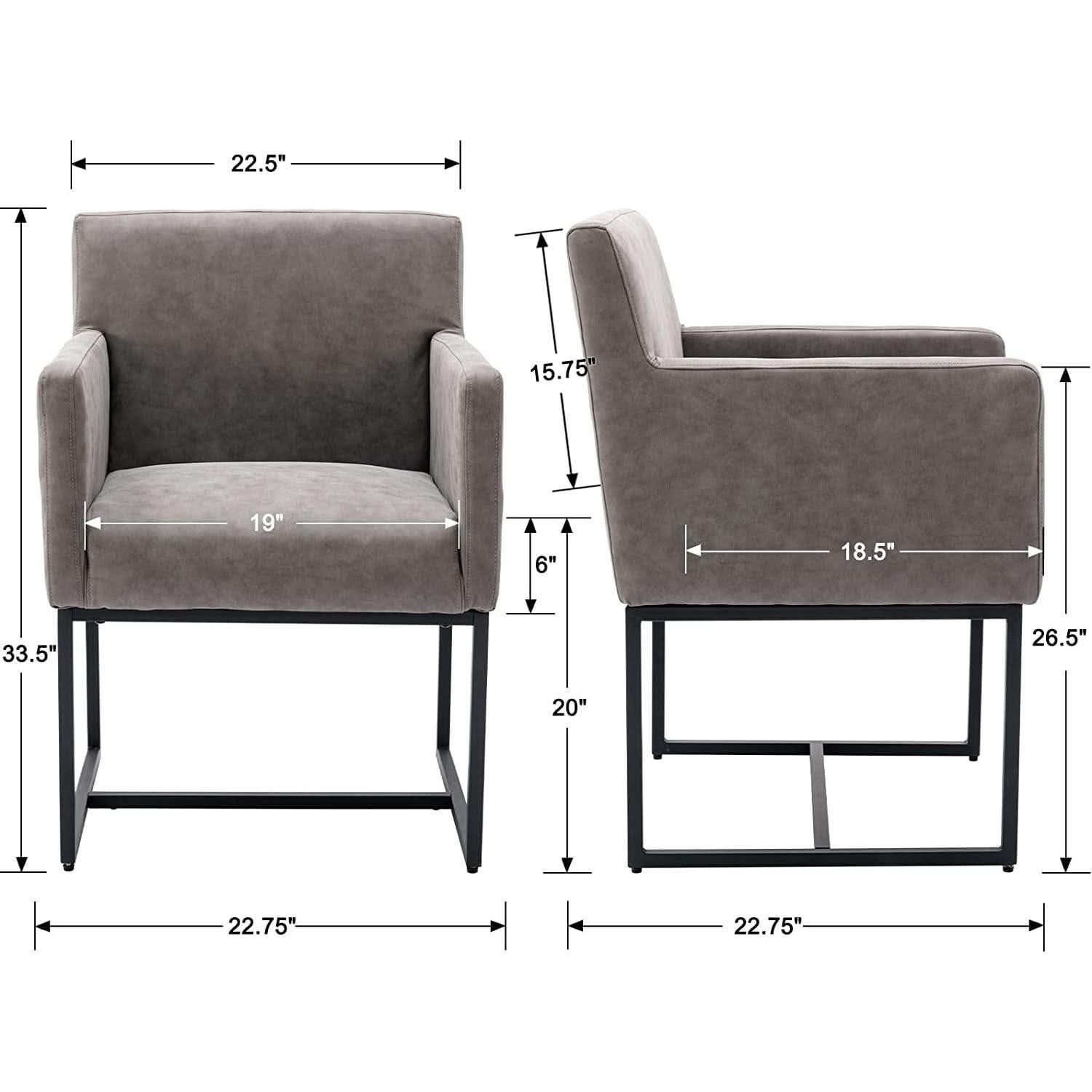 Set Of 4 Grey Upholstered Armchairs With Linen Fabric
