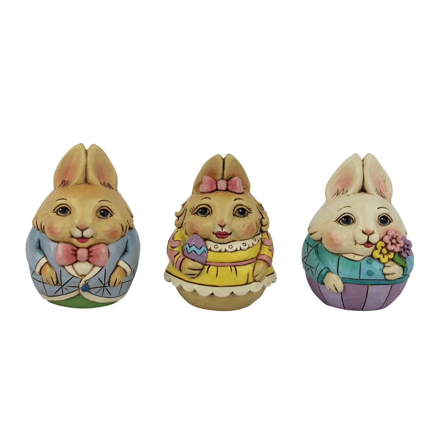 Set of 3 Mini Bunny Eggs Figurine