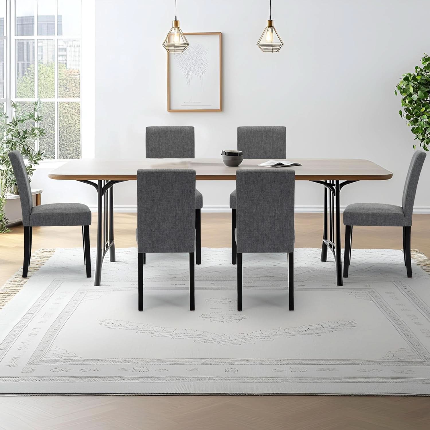 Set of 6 Mid Century Modern Upholstered Dining Chairs