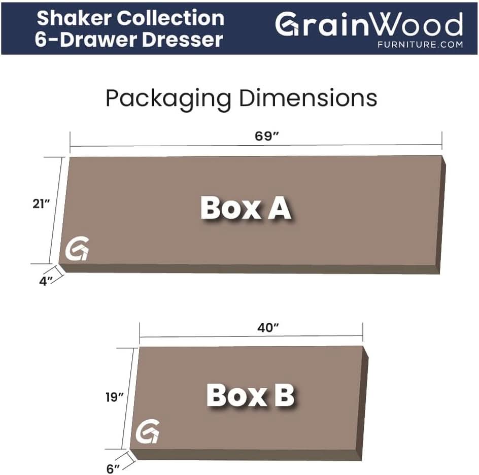 Shaker Style 6 Drawer Dresser Cherry Finish Solid Wood