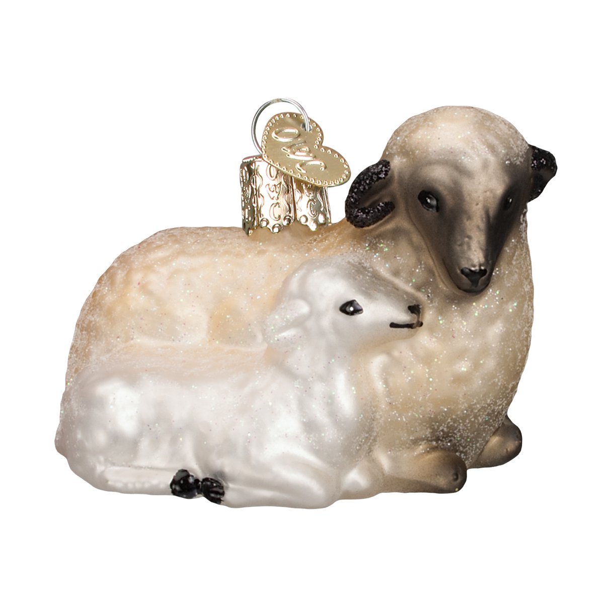 Sheep With Lamb Glass Blown Ornament