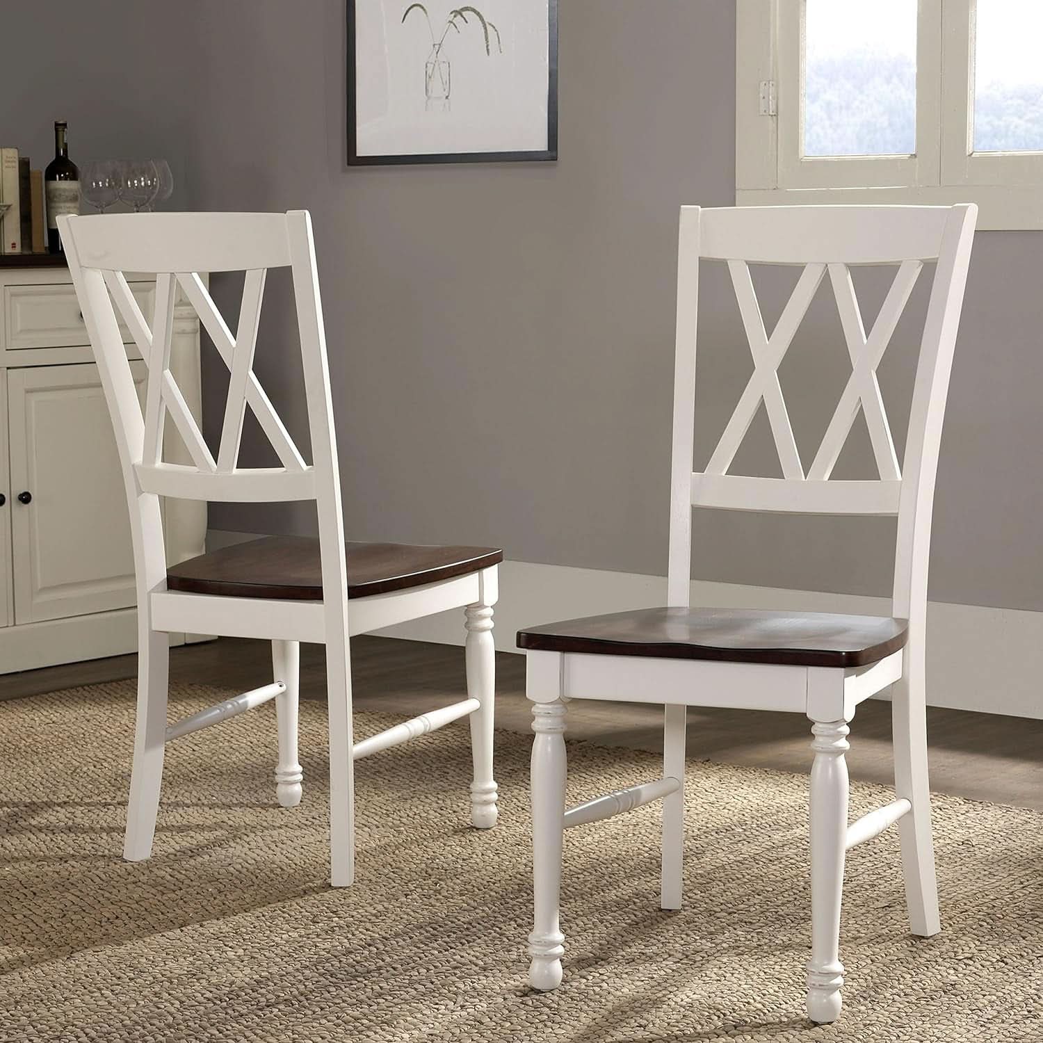 Shelby Distressed White X Back Dining Chairs Set Of 2