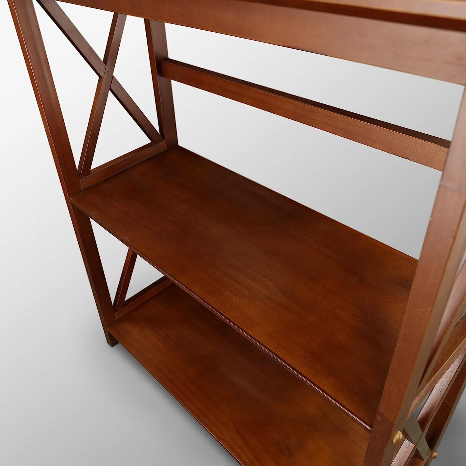 Shelf Bookcase With X Design Three Shelf Storage For Books