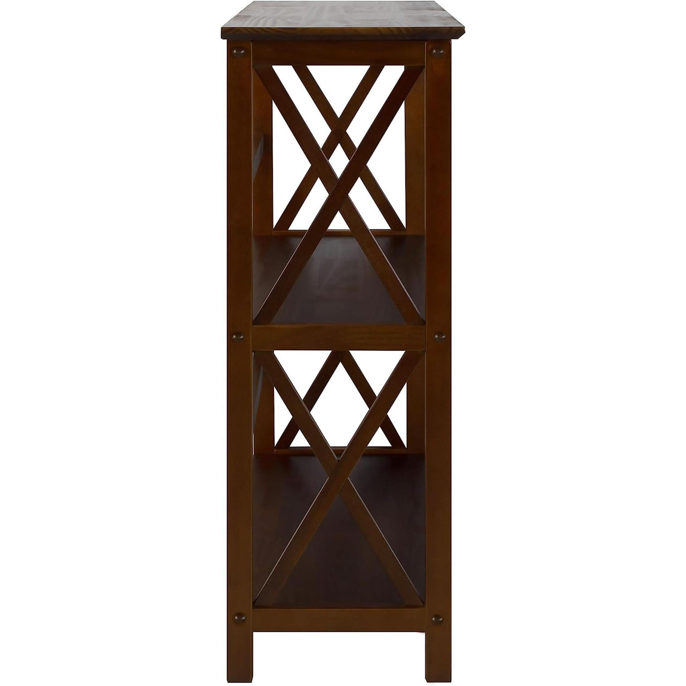 Shelf Bookcase With X Design Three Shelf Storage For Books