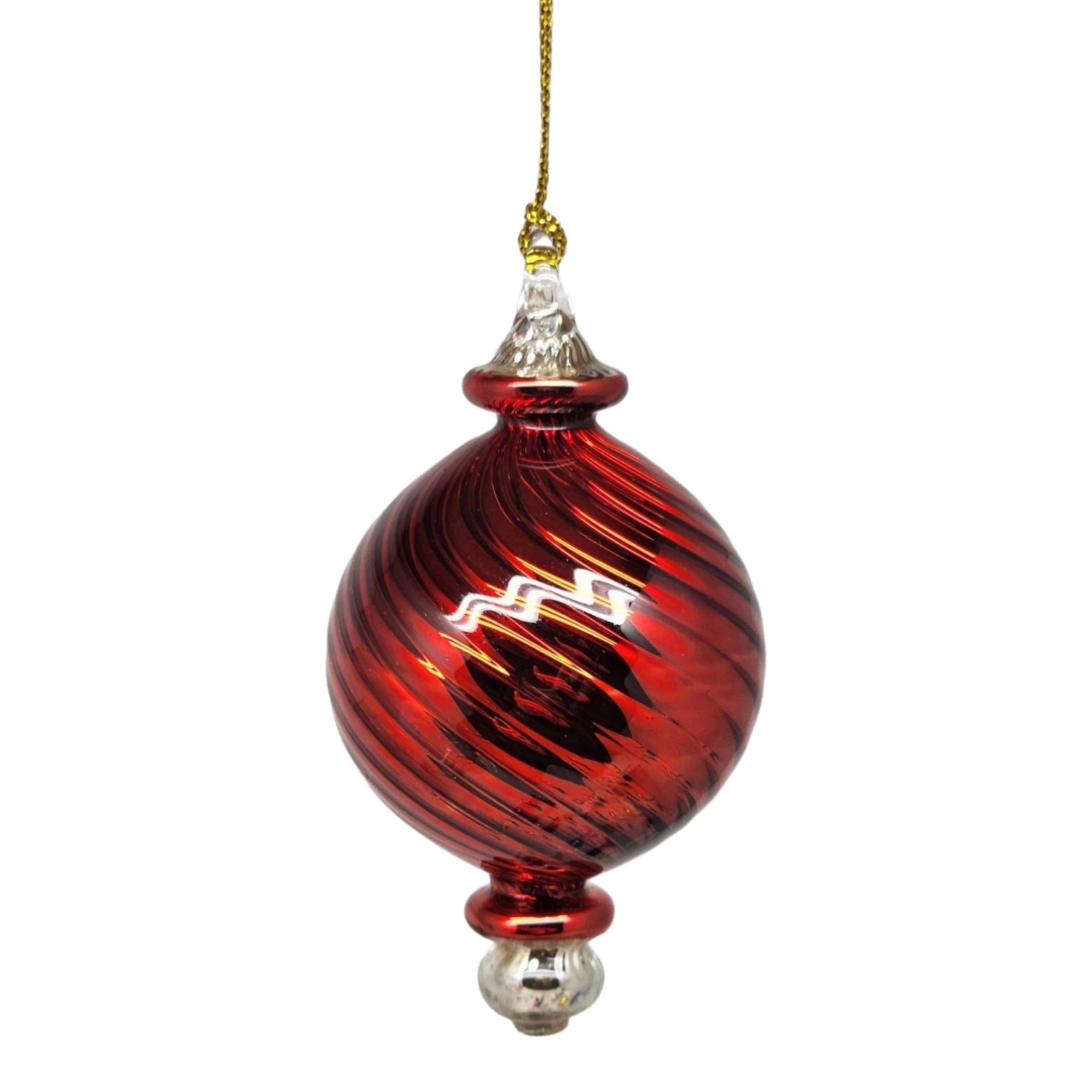 Shiny and Cute Egyptian Glass - Swirled Ball - Red