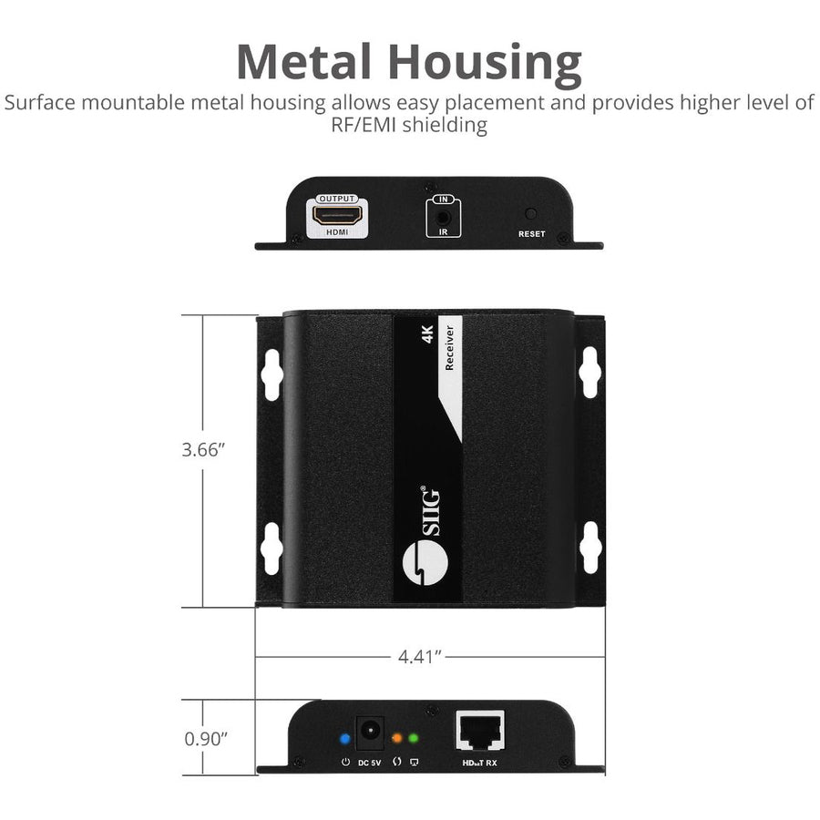 SIIG HDMI 4K30Hz HDbitT over IP Extender - Receiver CE-H25E11-S1