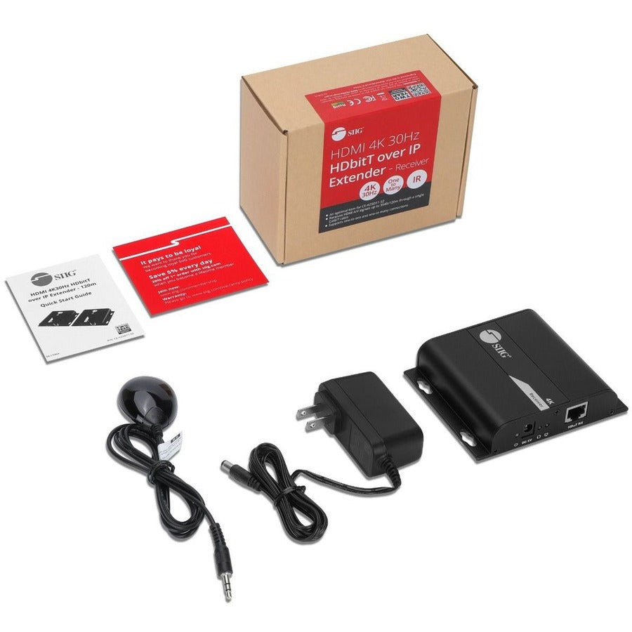 SIIG HDMI 4K30Hz HDbitT over IP Extender - Receiver CE-H25E11-S2