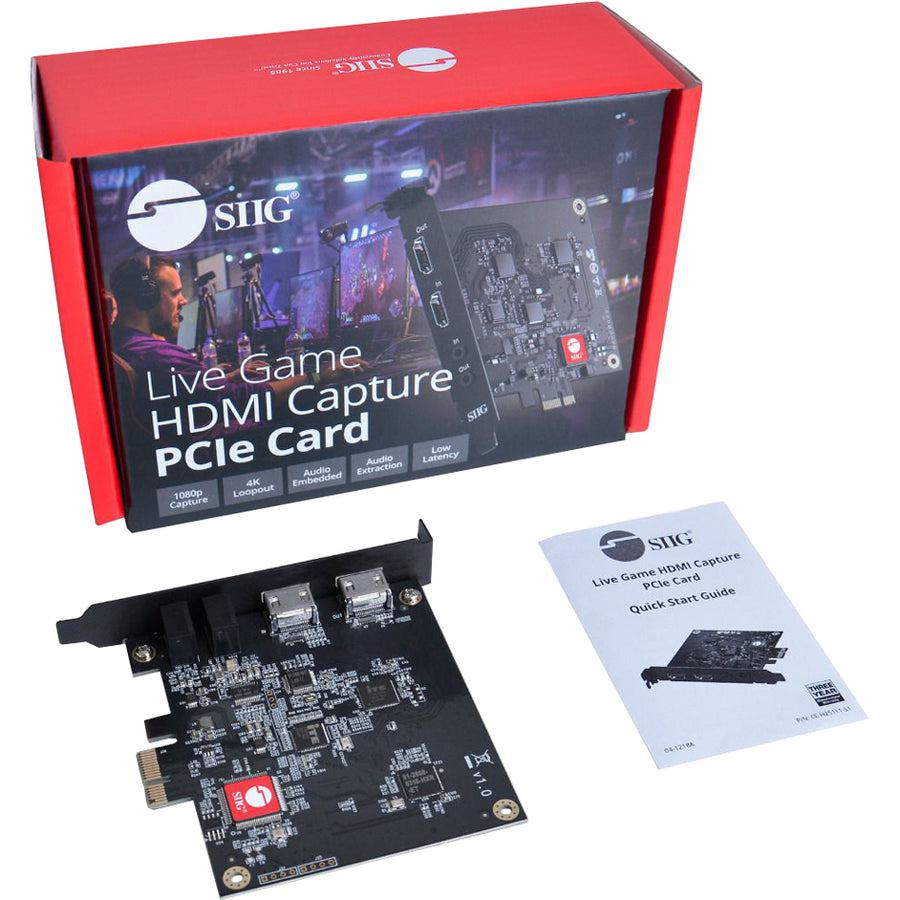 SIIG Live Game HDMI Capture PCIe Card 1080p CE-H25111-S1