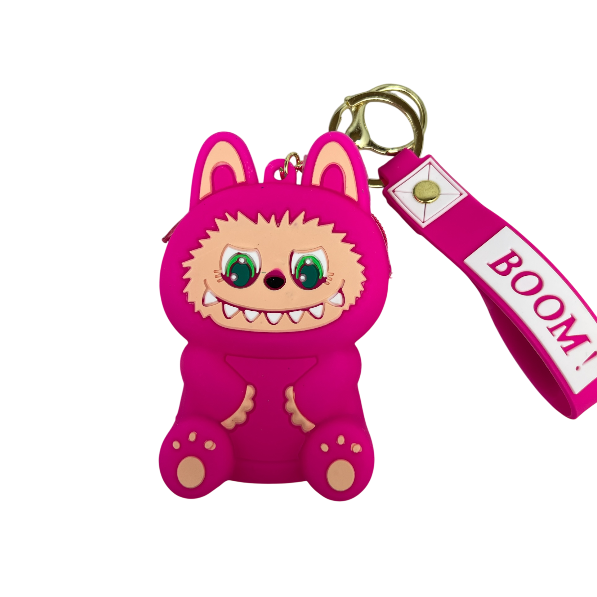 Silicone Labubu Coin Purse Key Chain Pendant (Funky Pink Edition)