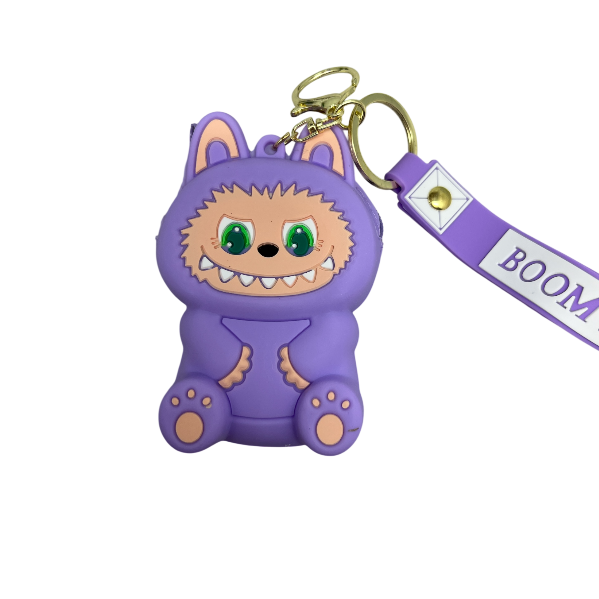 Silicone Labubu Coin Purse Key Chain Pendant (Purple Pizzazz Edition)