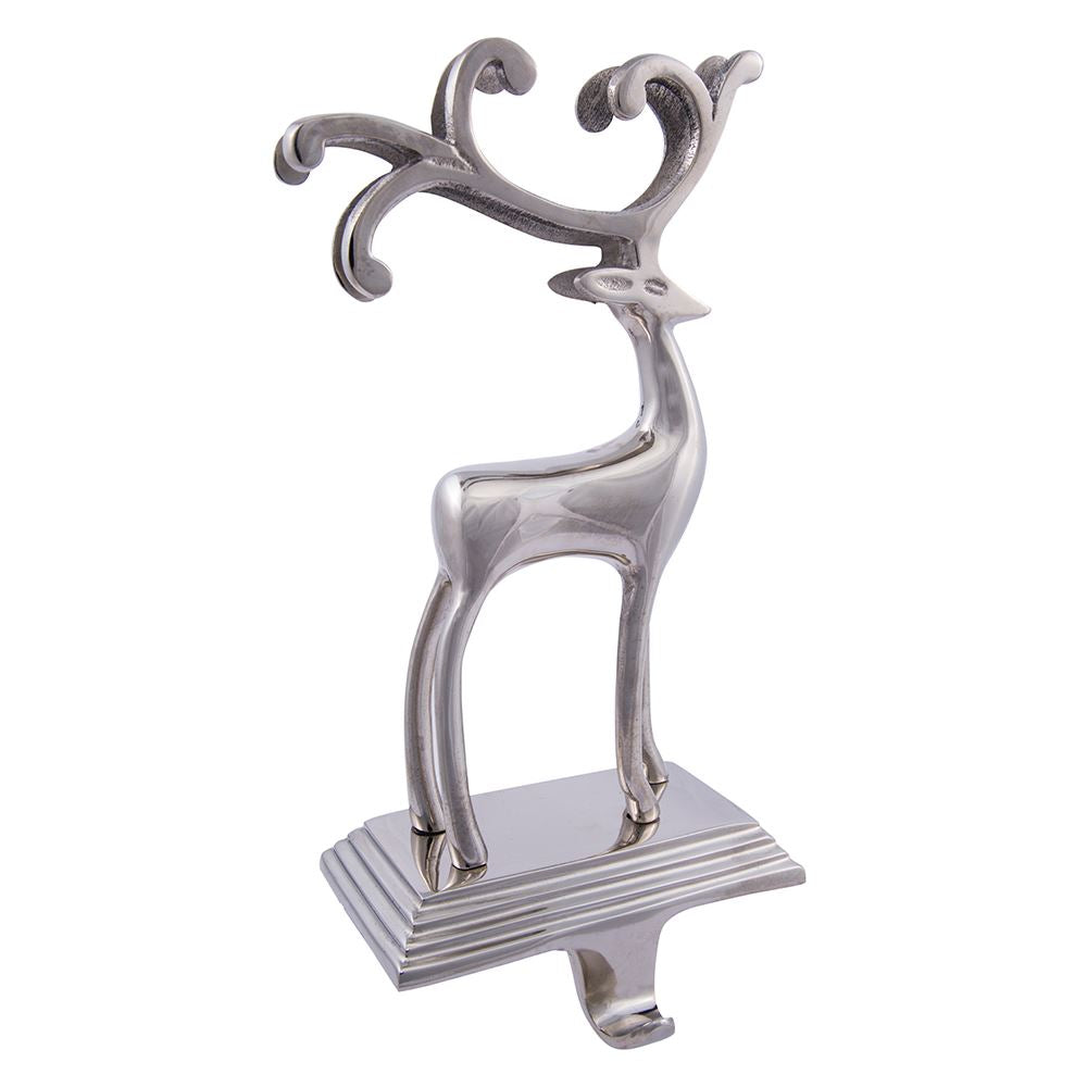 Silver Aluminum Reindeer Stocking Holder