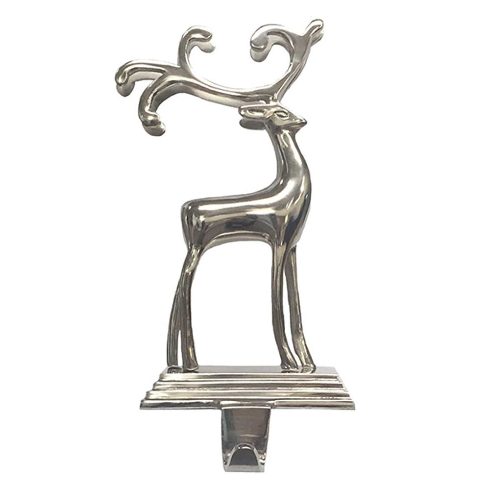 Silver Aluminum Reindeer Stocking Holder