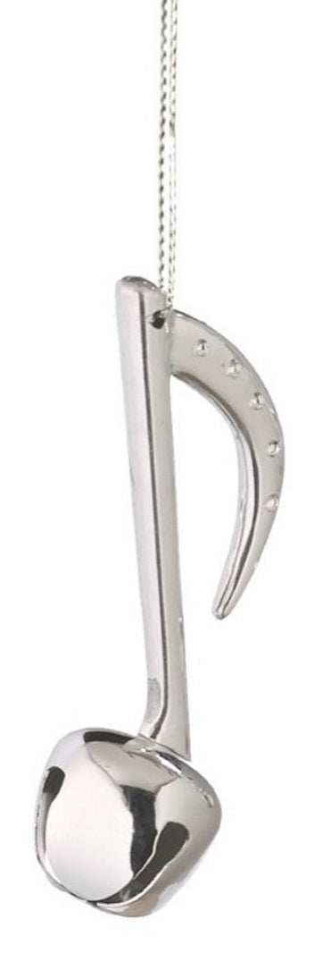 Silver Bell Musical Note Ornament - Single