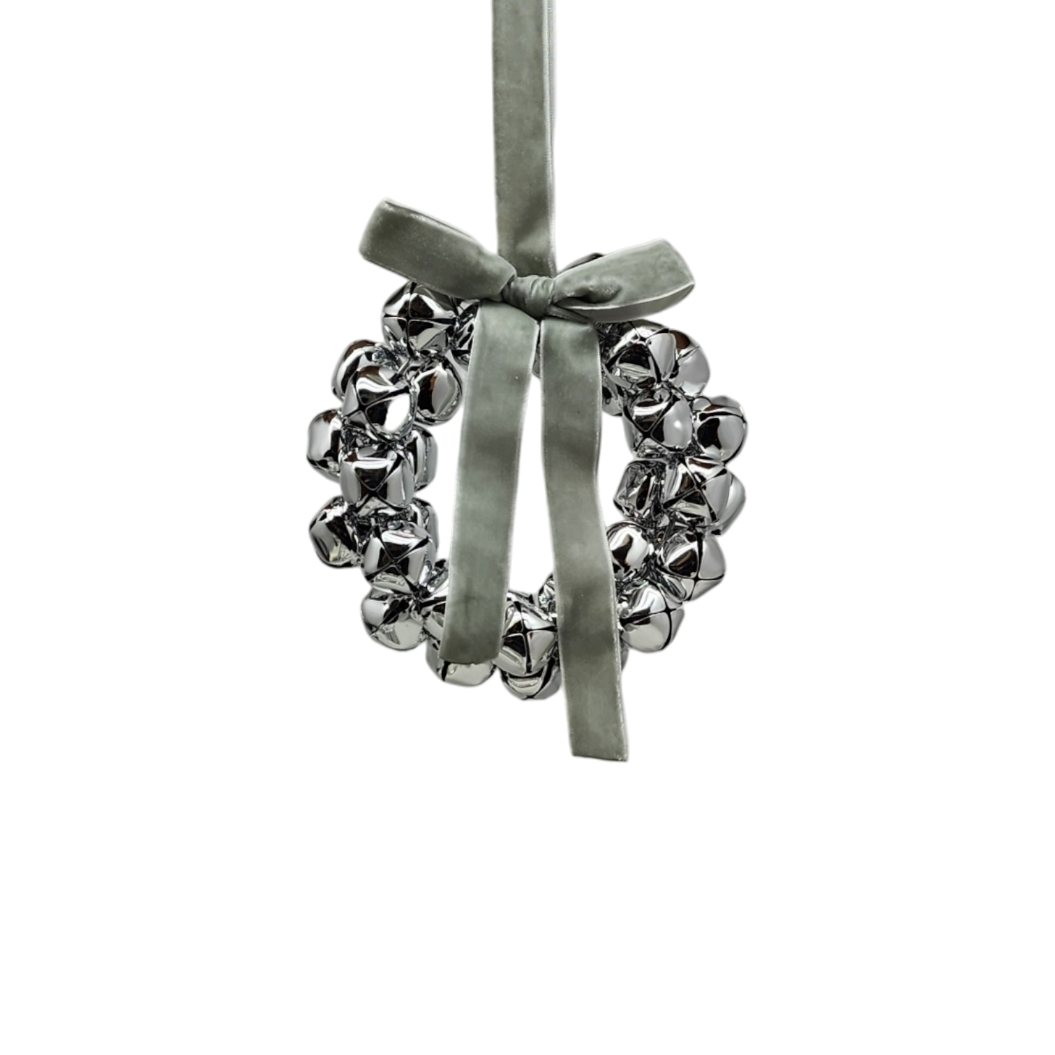 Silver Bell Wreath Ornament - 6 Inch