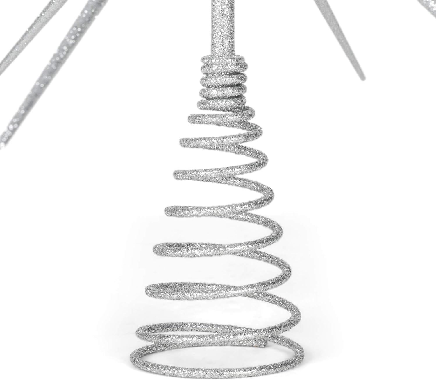 Silver Burst Tree Topper with Spike on Spring - 15 inch