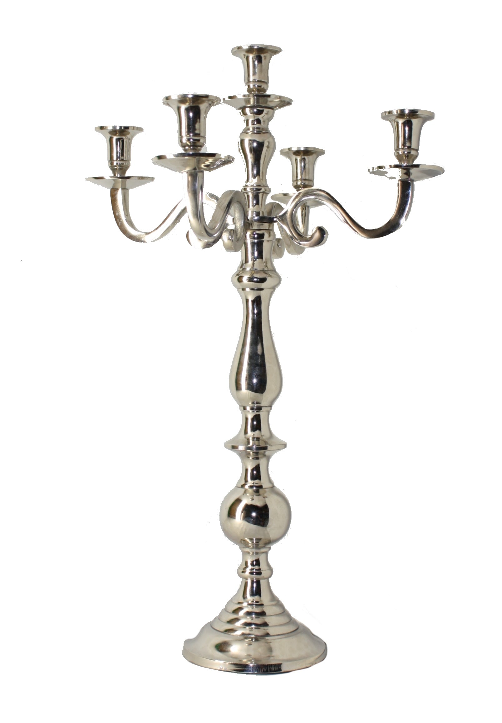Silver Candelabra - 5 Head - 24 inch - Nickel/Aluminum