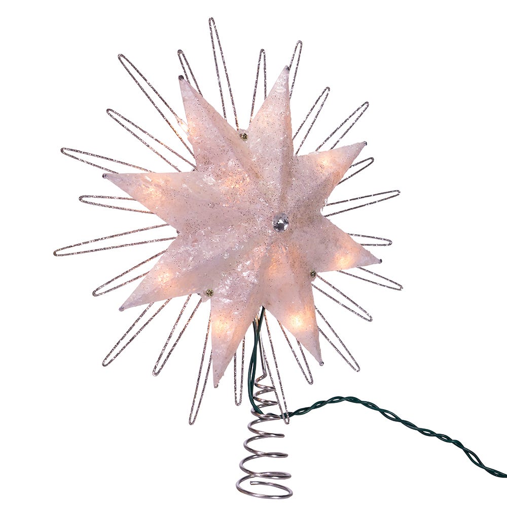 Silver Capiz Star Lighted Treetopper - 12 Inch