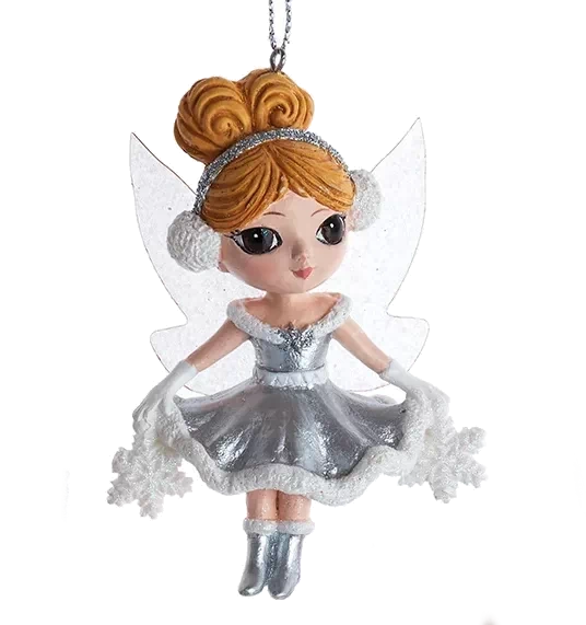 Silver Fairy Elves Ornament -