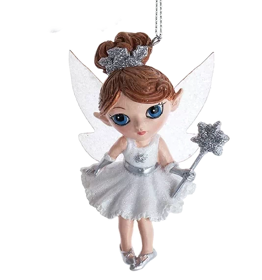Silver Fairy Elves Ornament -