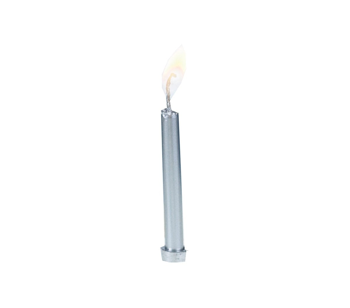 Silver Metallic Birthday Candles in Holders - Set Of 12