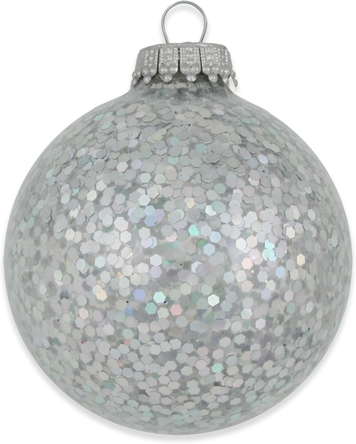 Silver Spangle 2 5/8" (67mm) Glass Ball Ornaments - Set of 6