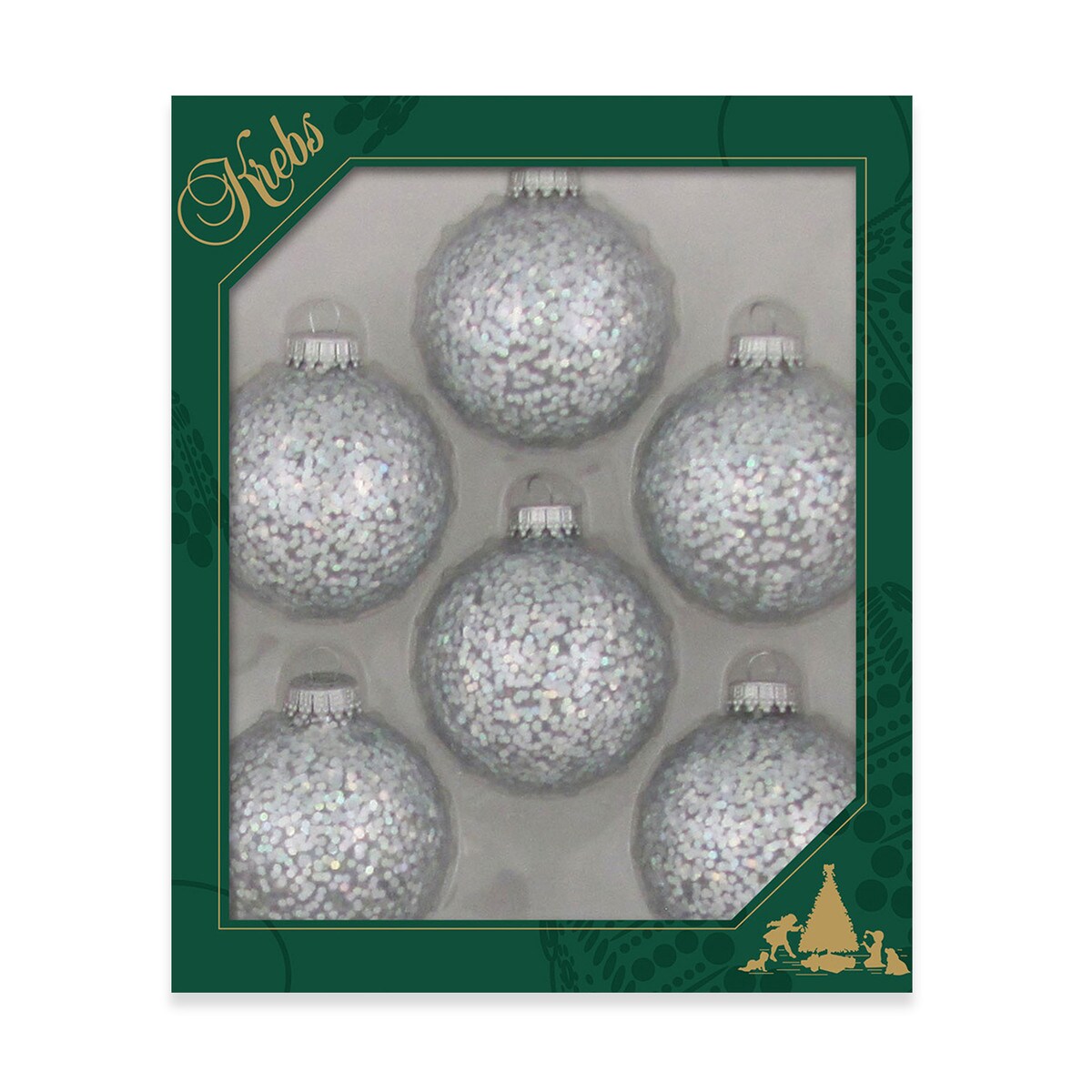 Silver Spangle 2 5/8" (67mm) Glass Ball Ornaments - Set of 6