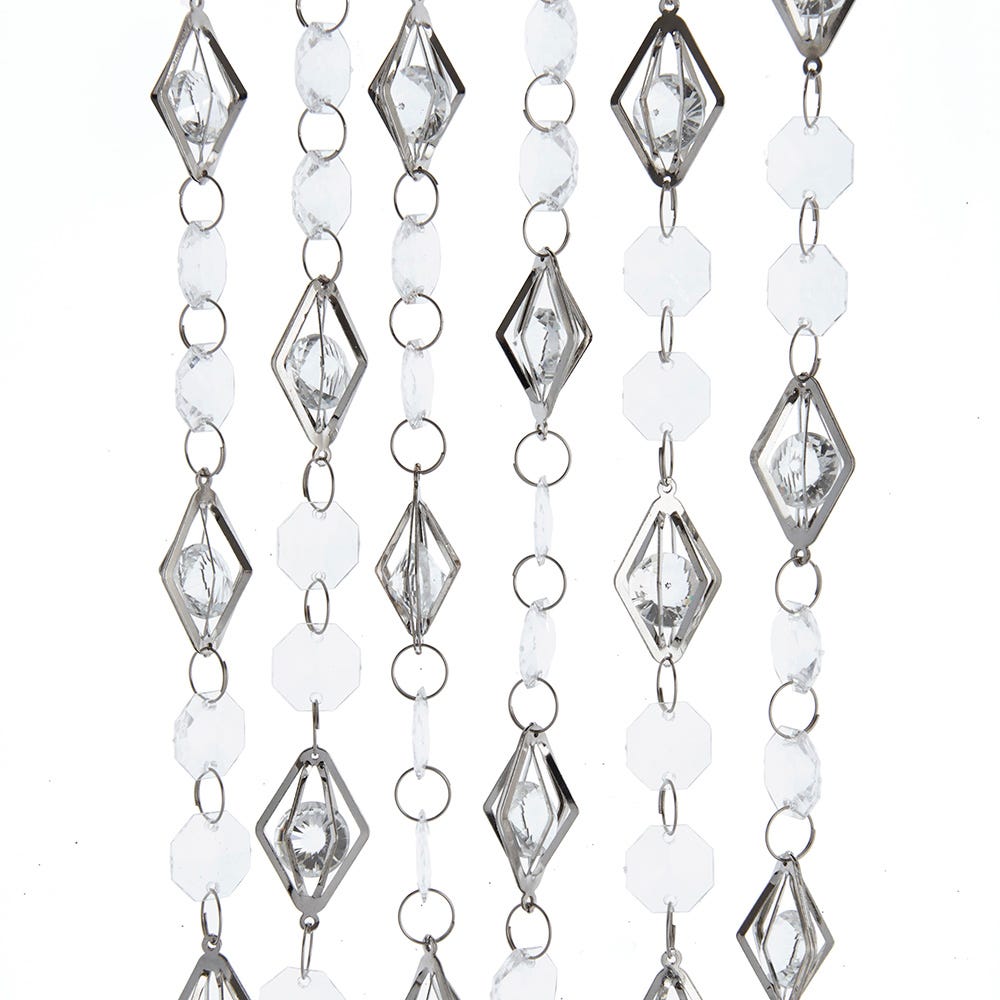 Silver and White Beaded Garland - 6 Foot