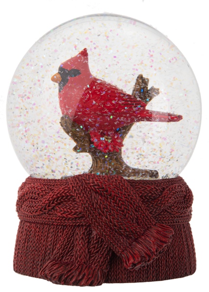 Single Cardinal Perched On Scarf Globe