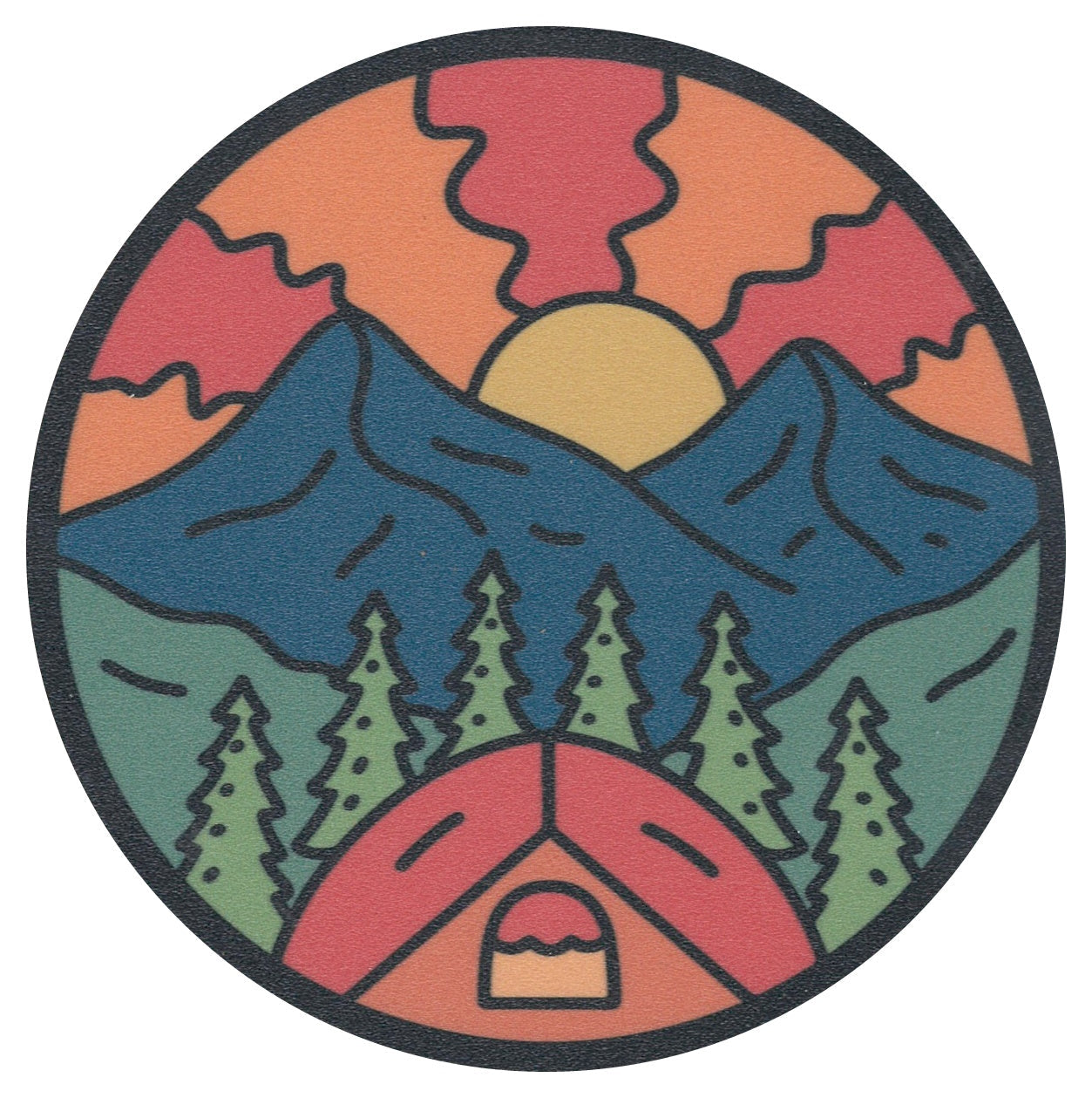 Sip Sip Hooray Coaster - Tent with Mountains and Sun